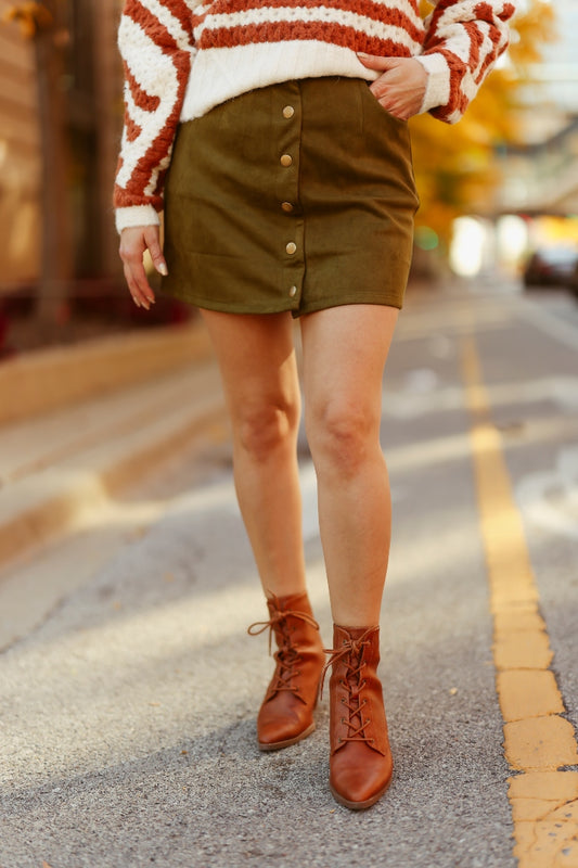 MATCHA PLEASE SUEDE SKIRT